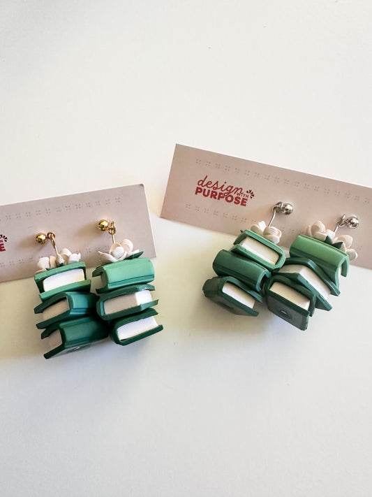 Floral Book Stack Earrings