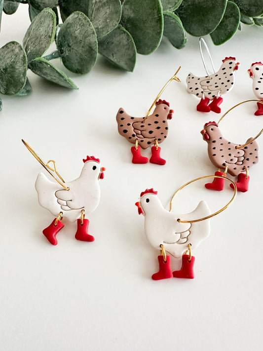 Chicken with Boots Earrings