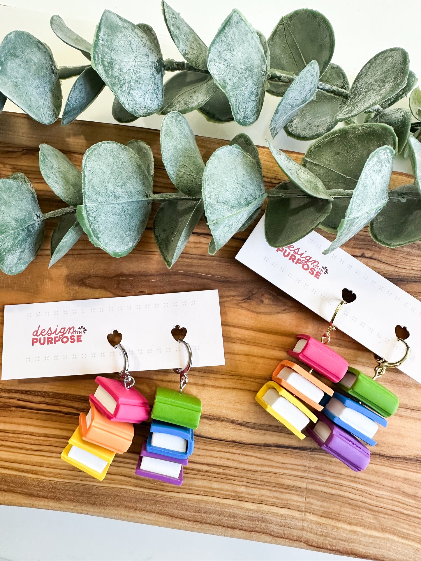 Rainbow Book Stack Earrings