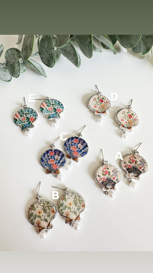 Vintage Pattern Shell Earrings