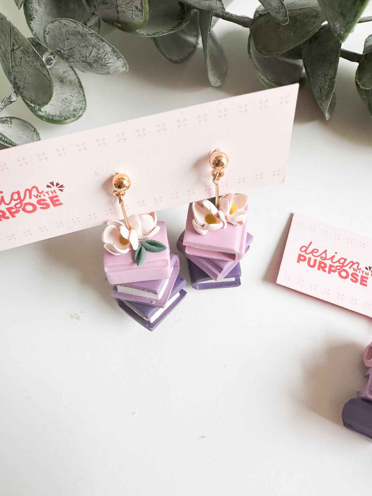 Floral Book Stack Earrings