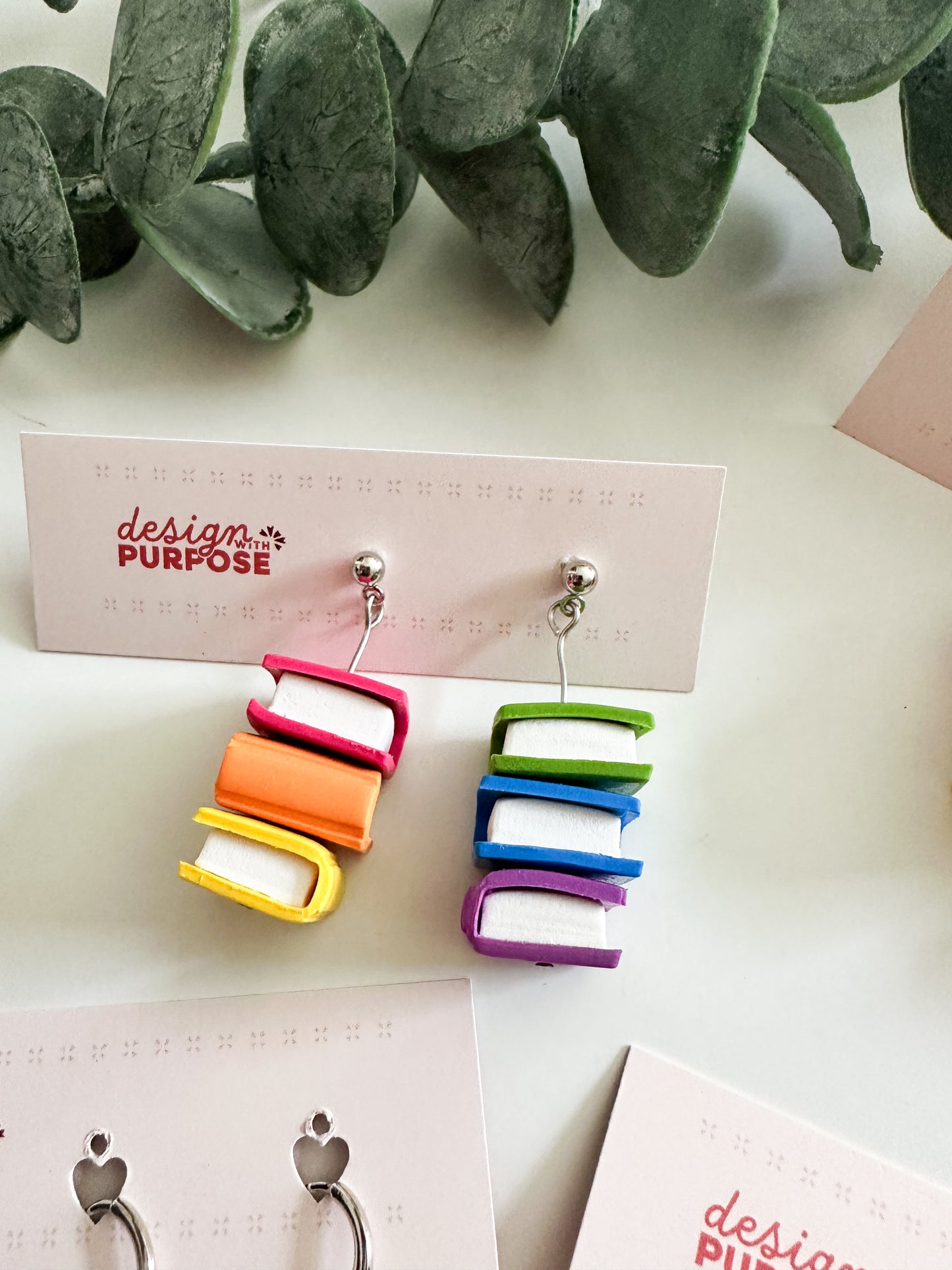 Rainbow Book Stack Earrings