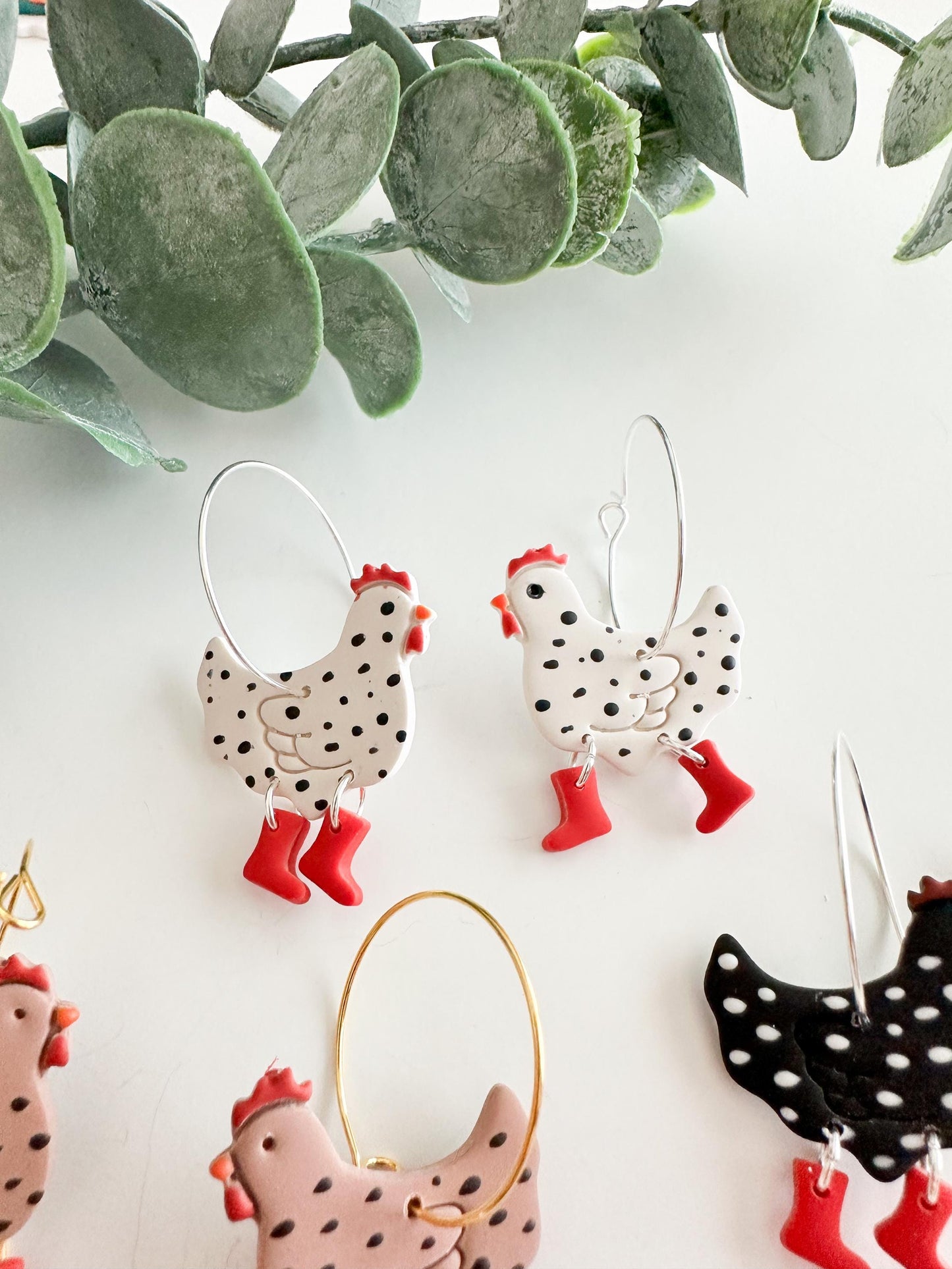 Chicken with Boots Earrings