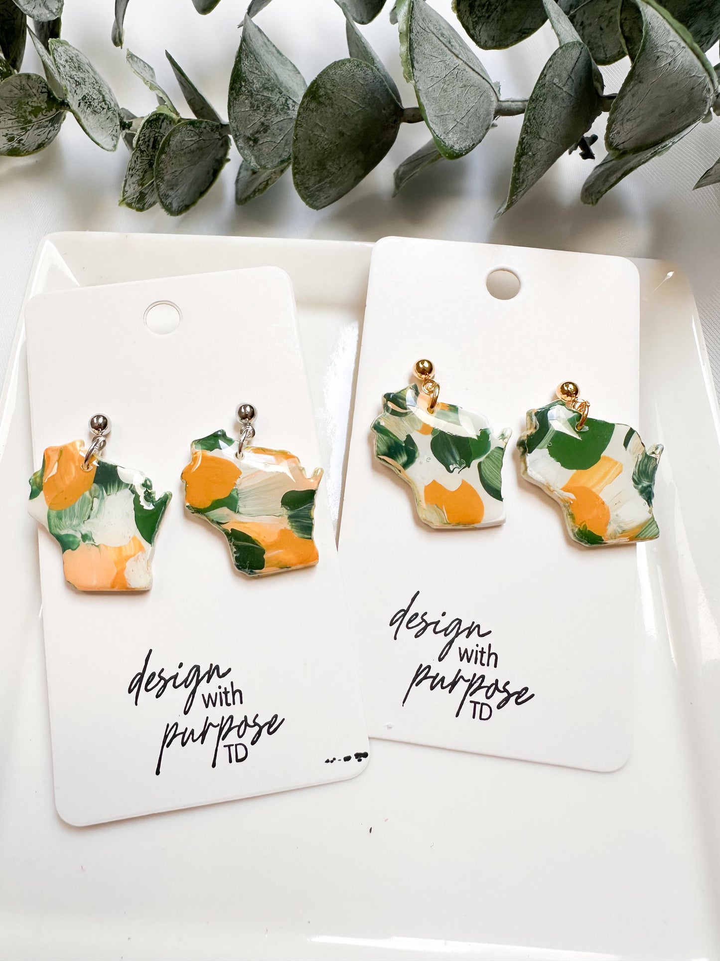 Hand Painted Green Bay Packers Earrings