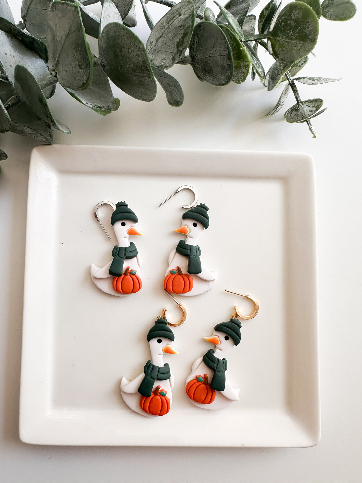 Fall Porch Goose Earrings