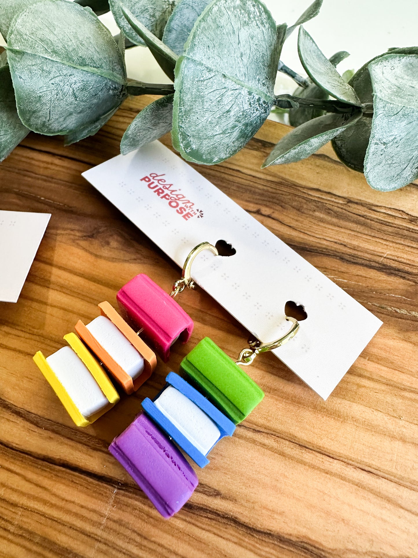 Rainbow Book Stack Earrings