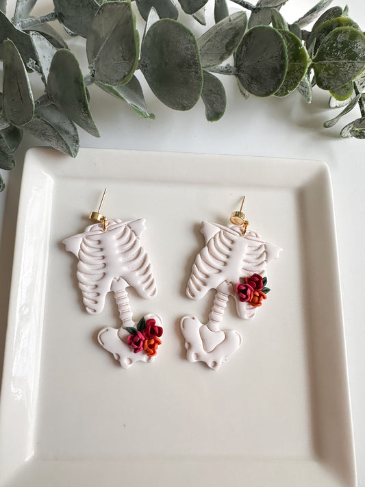 Floral Skeleton Earrings