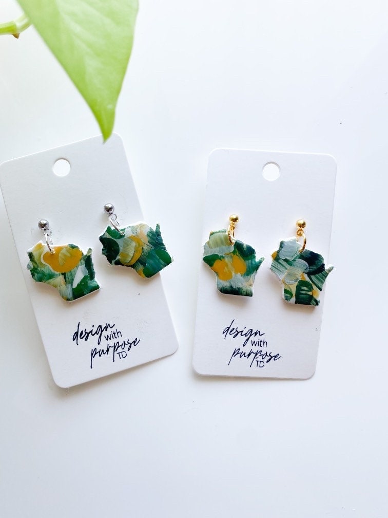 Hand Painted Green Bay Packers Earrings