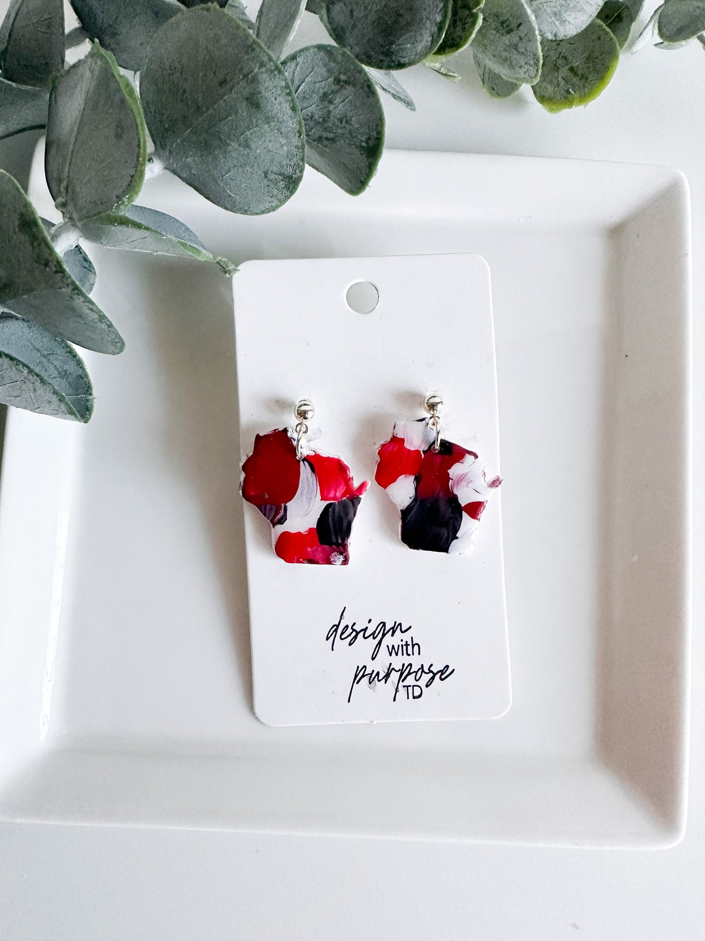 Hand Painted Wisconsin Badgers Earrings