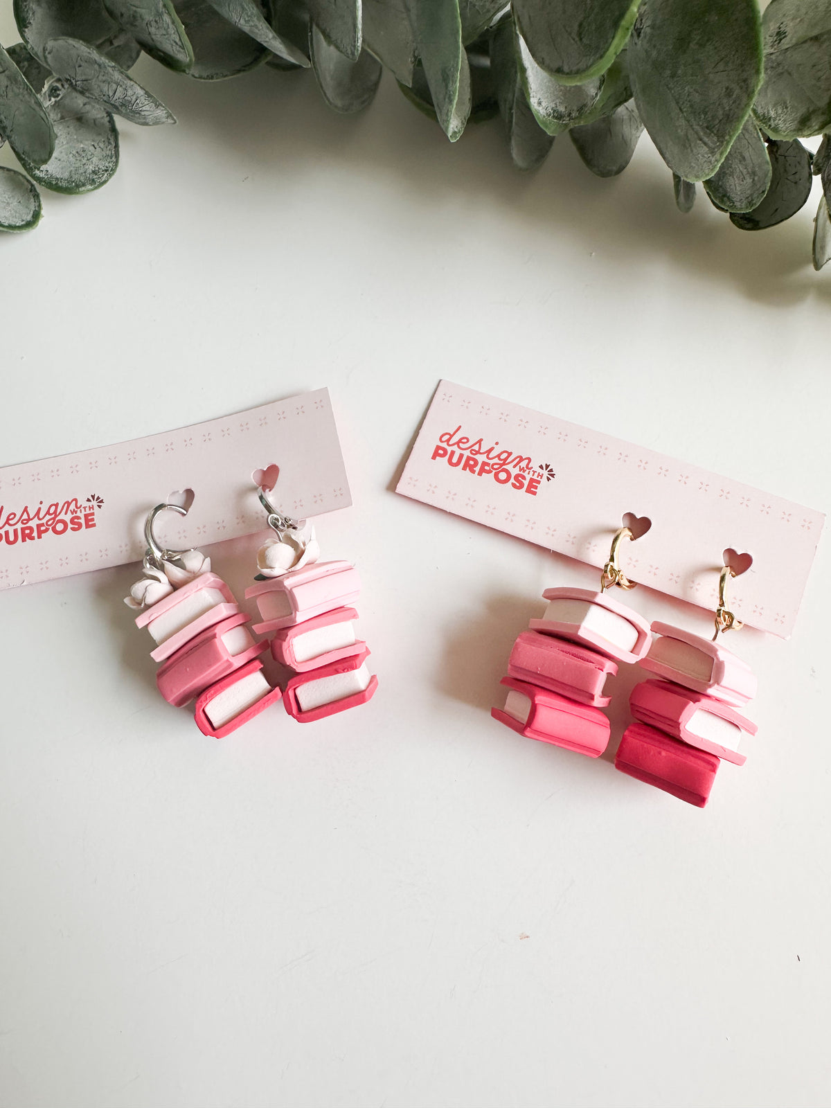 Floral Book Stack Earrings