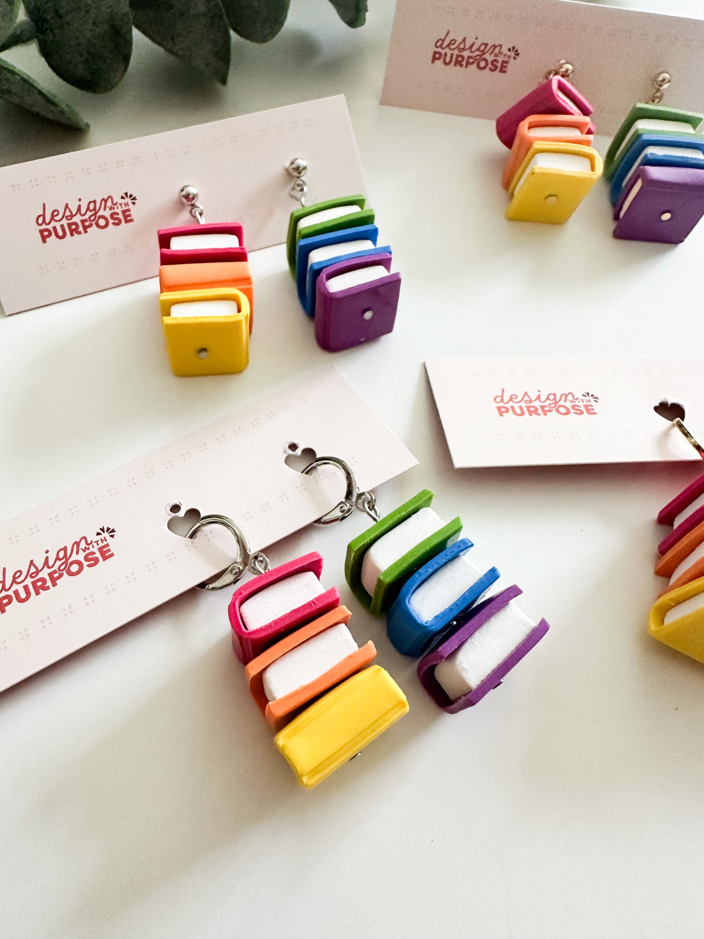 Rainbow Book Stack Earrings
