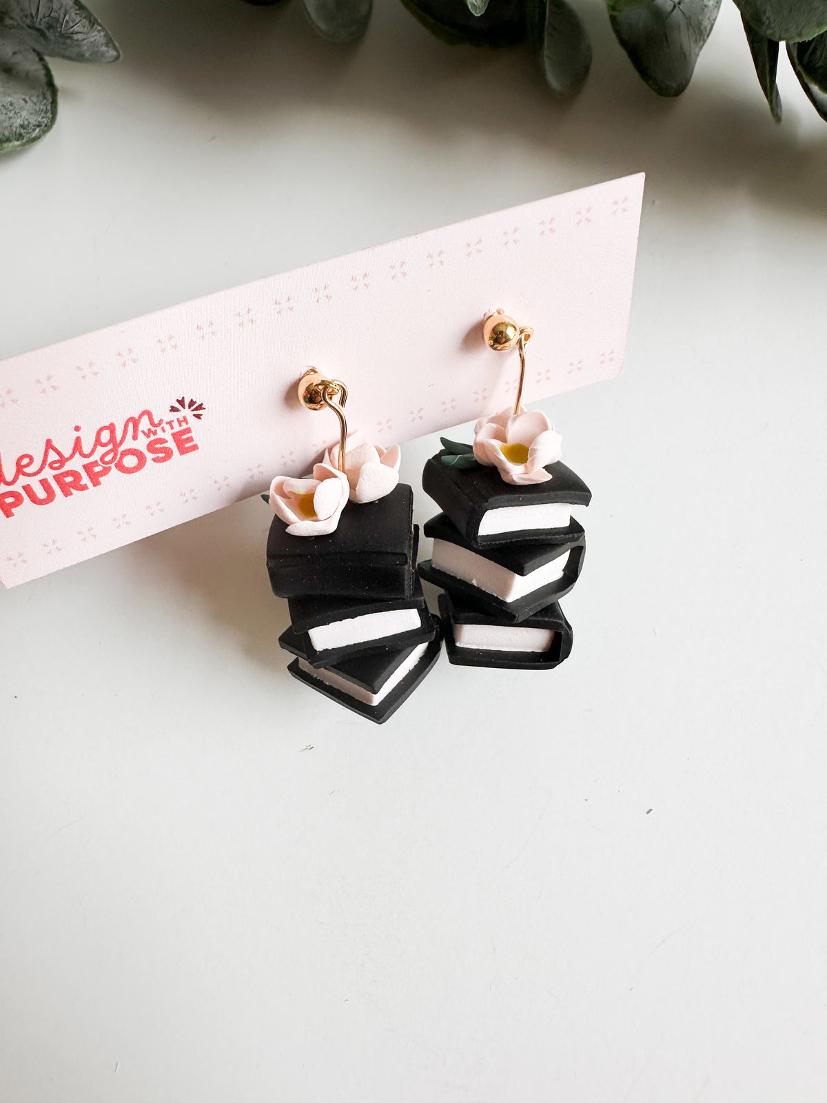 Floral Book Stack Earrings