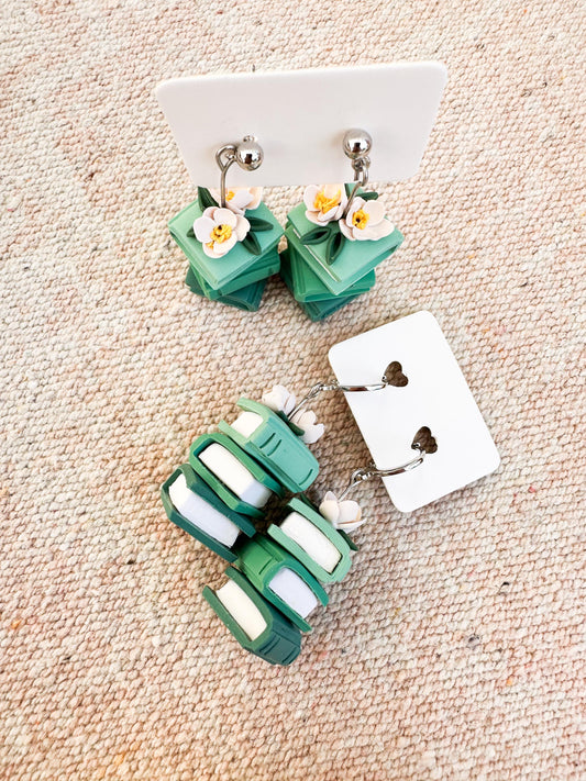 Floral Book Stack Earrings