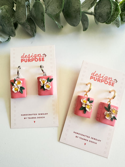 Floral Book Earrings