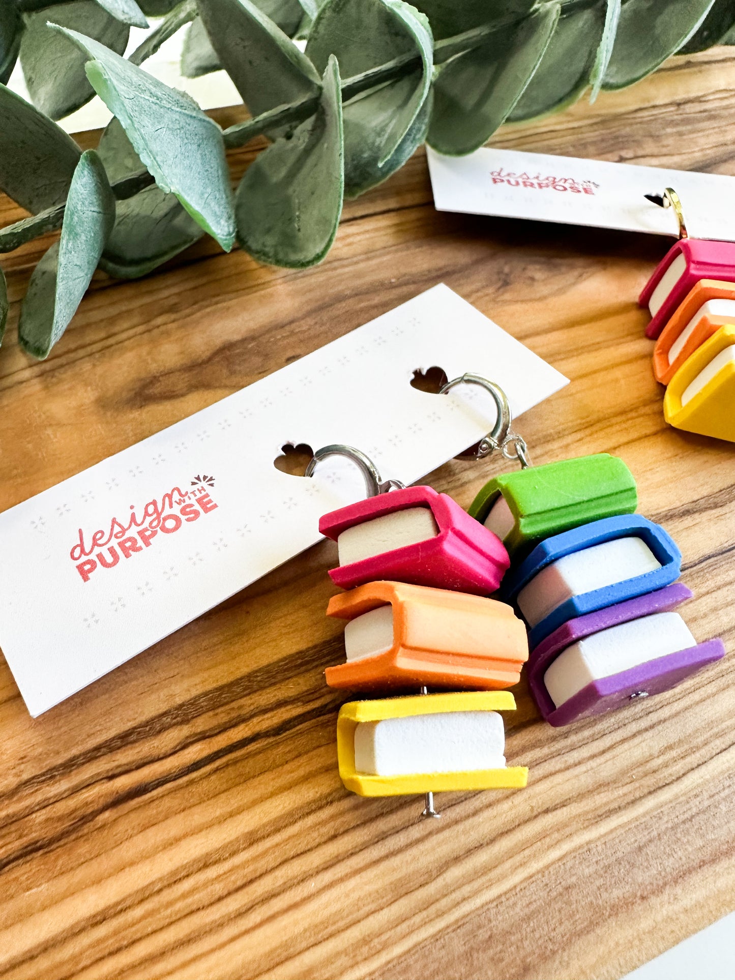 Rainbow Book Stack Earrings