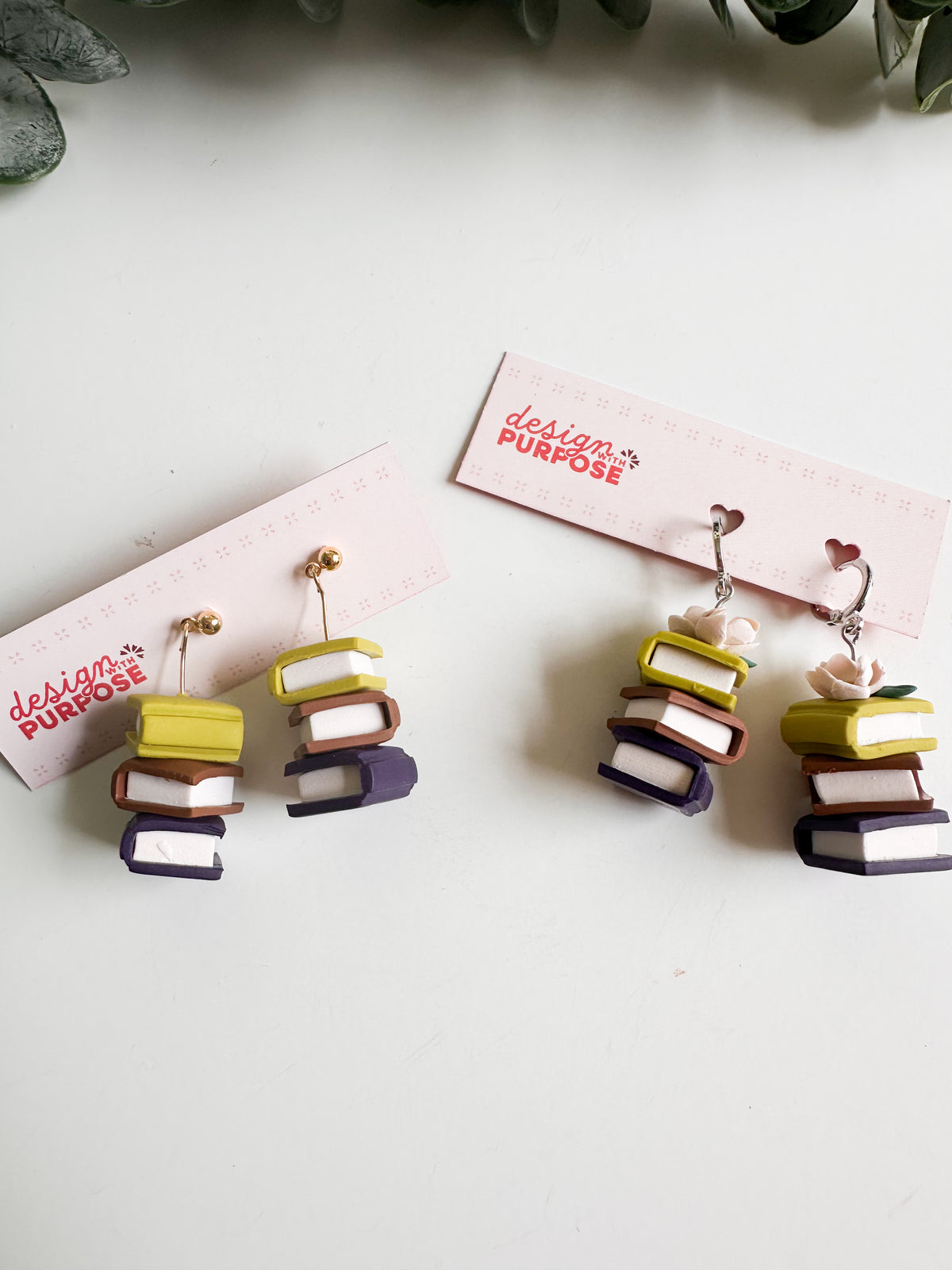 Floral Book Stack Earrings