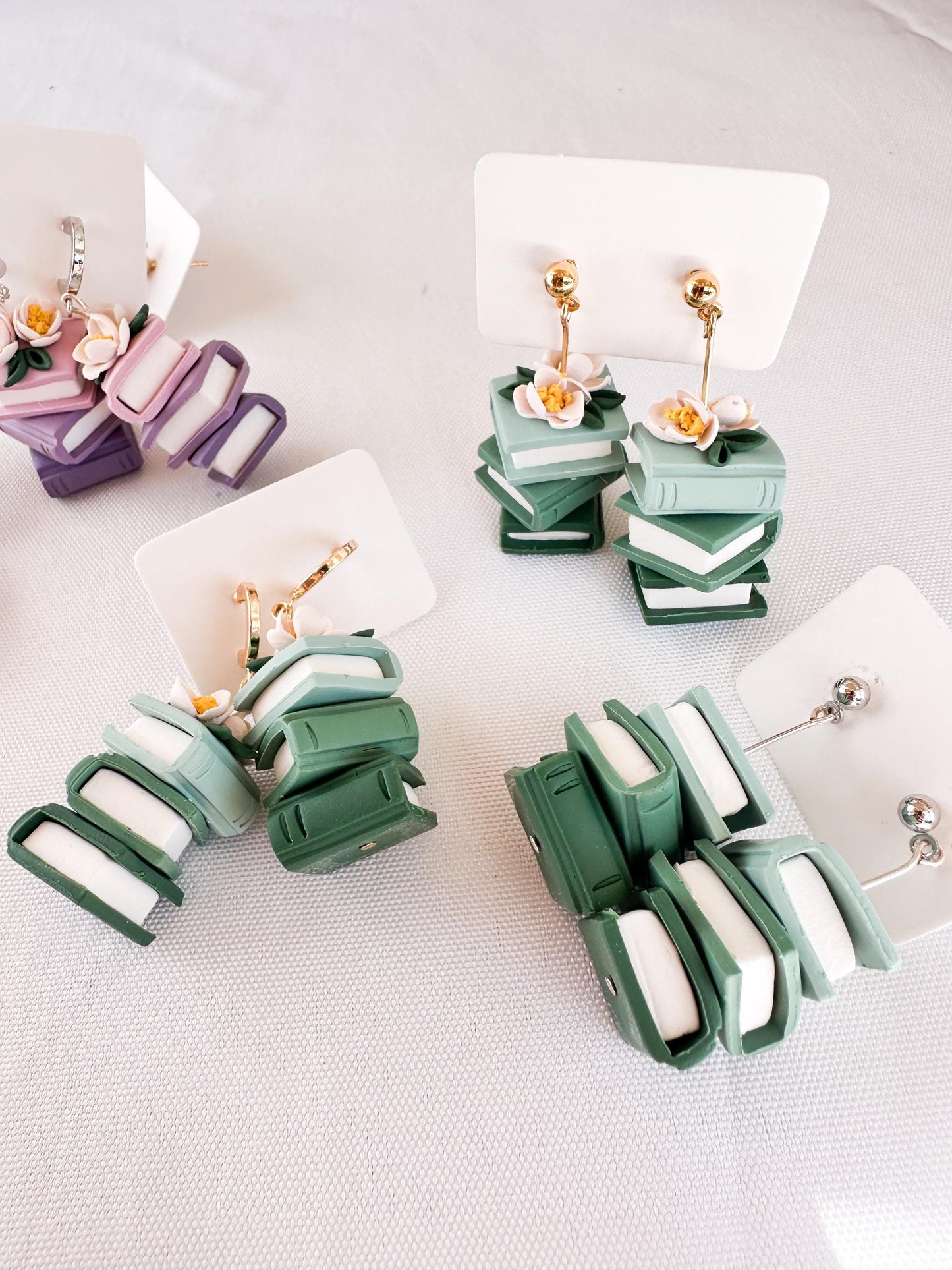 Floral Book Stack Earrings