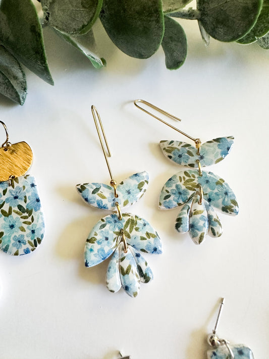 Blue Floral Earrings