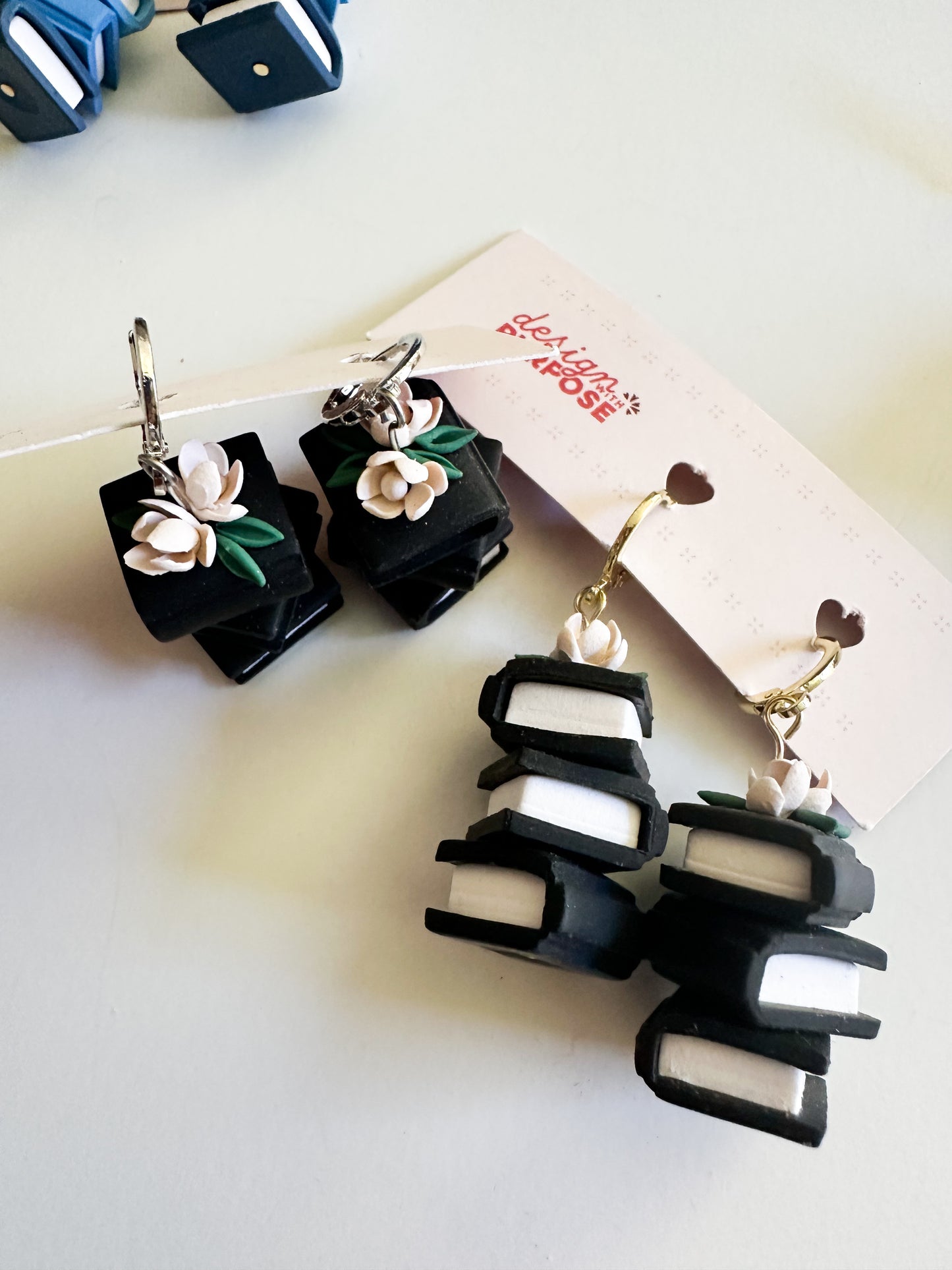 Floral Book Stack Earrings