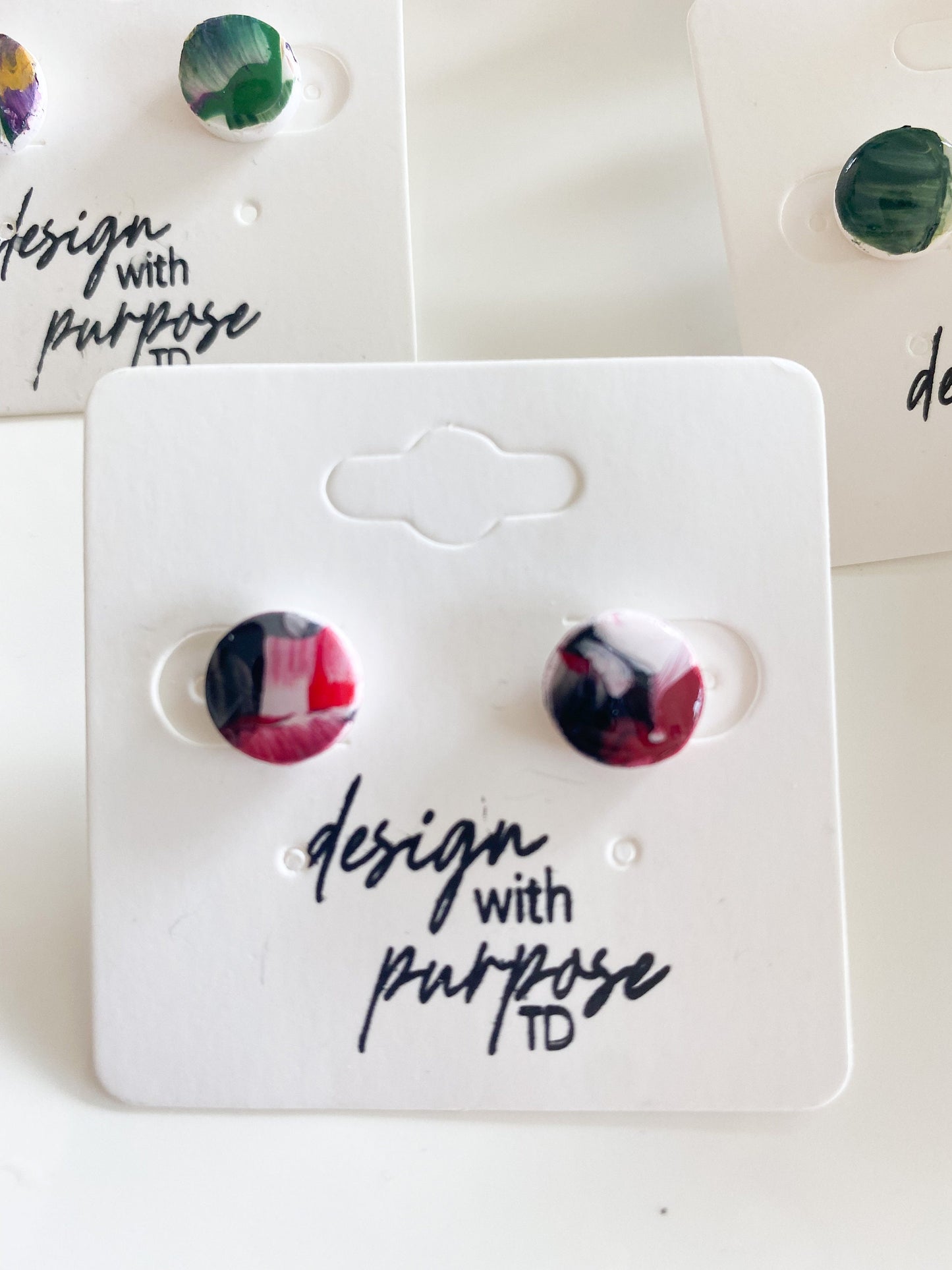 Hand Painted Wisconsin Badgers Earrings