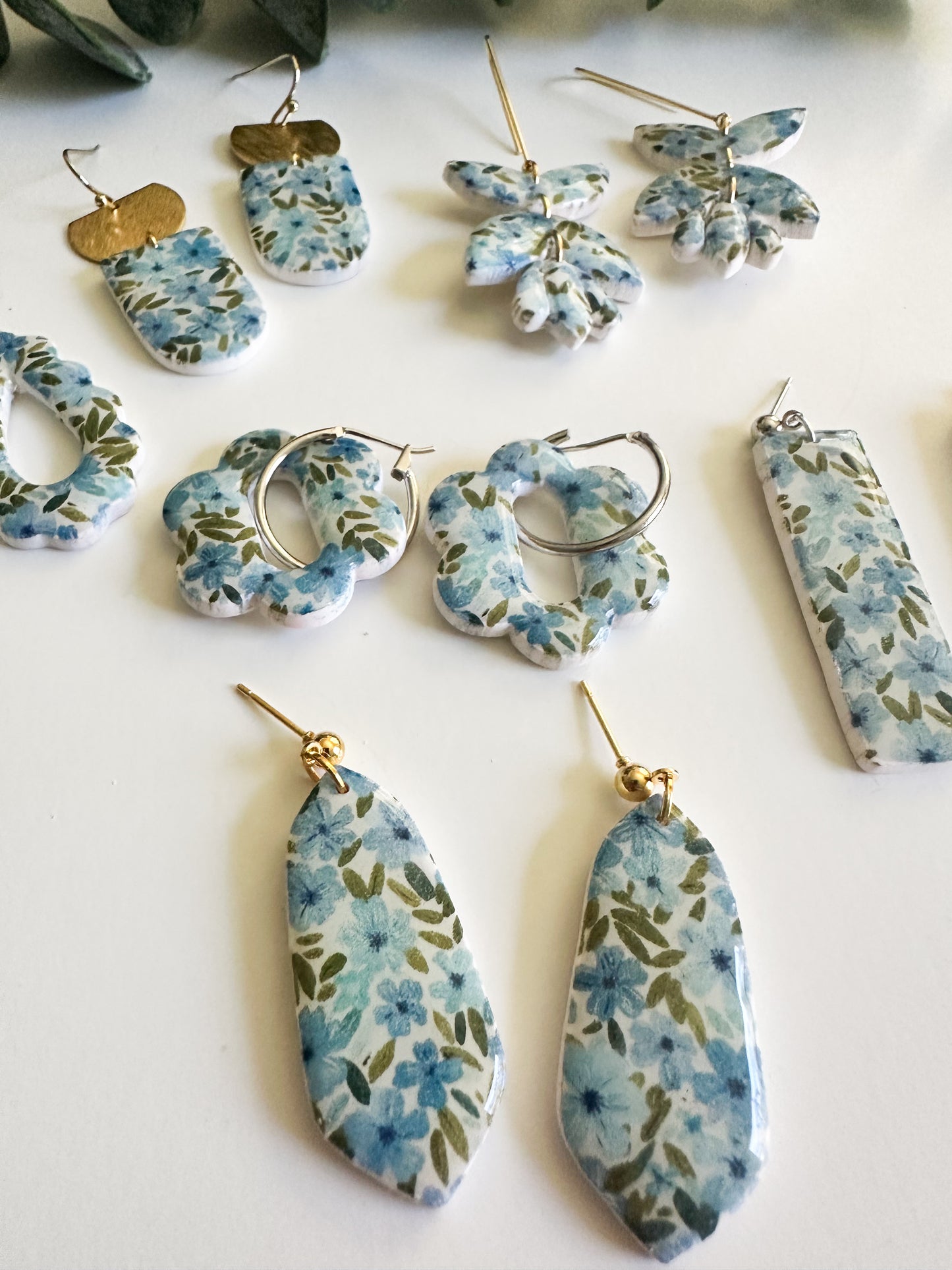 Blue Floral Earrings