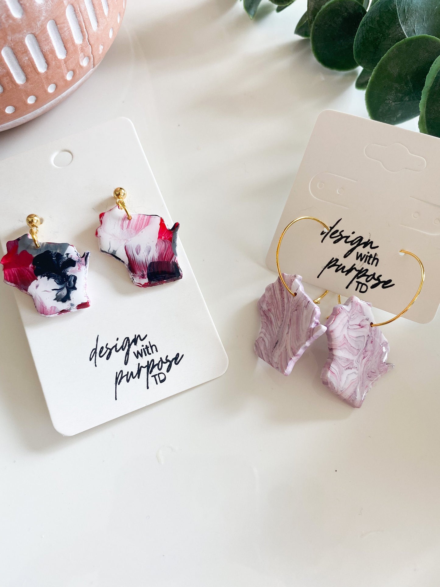 Hand Painted Wisconsin Badgers Earrings