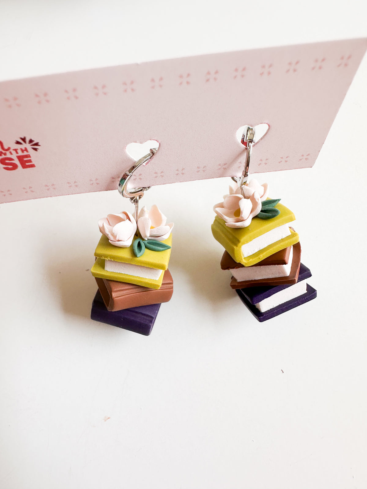 Floral Book Stack Earrings