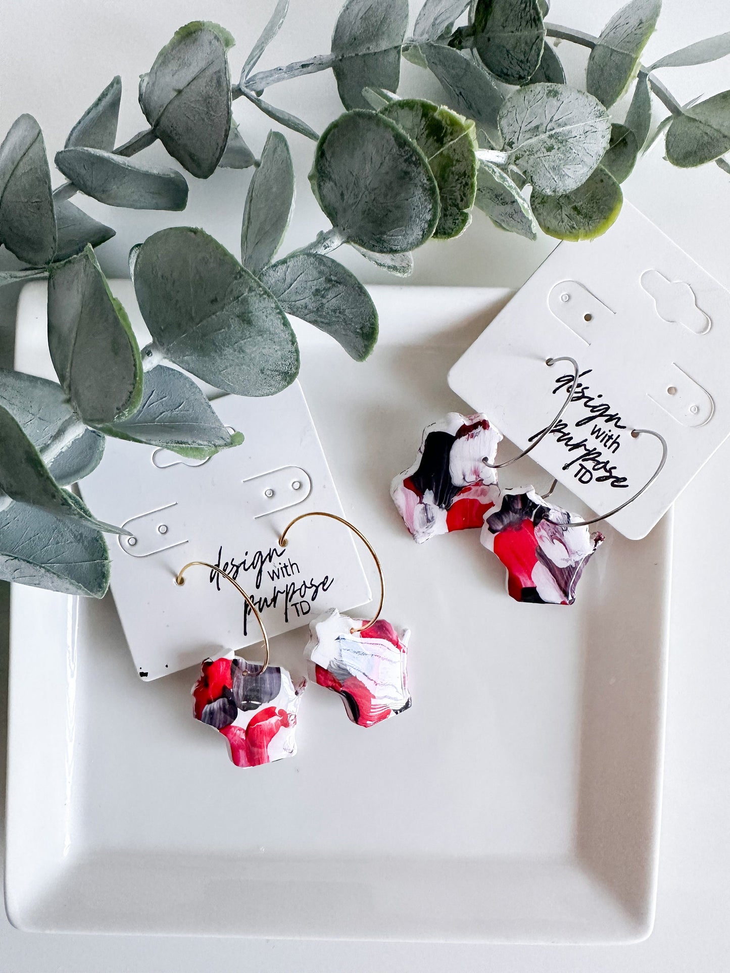 Hand Painted Wisconsin Badgers Earrings