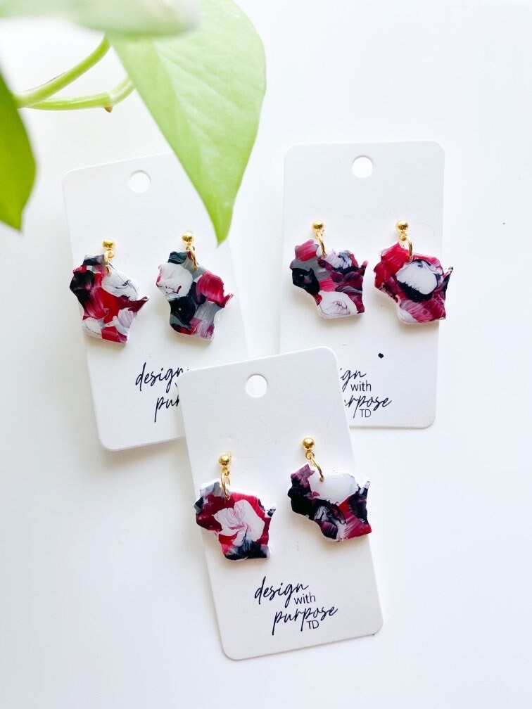 Hand Painted Wisconsin Badgers Earrings