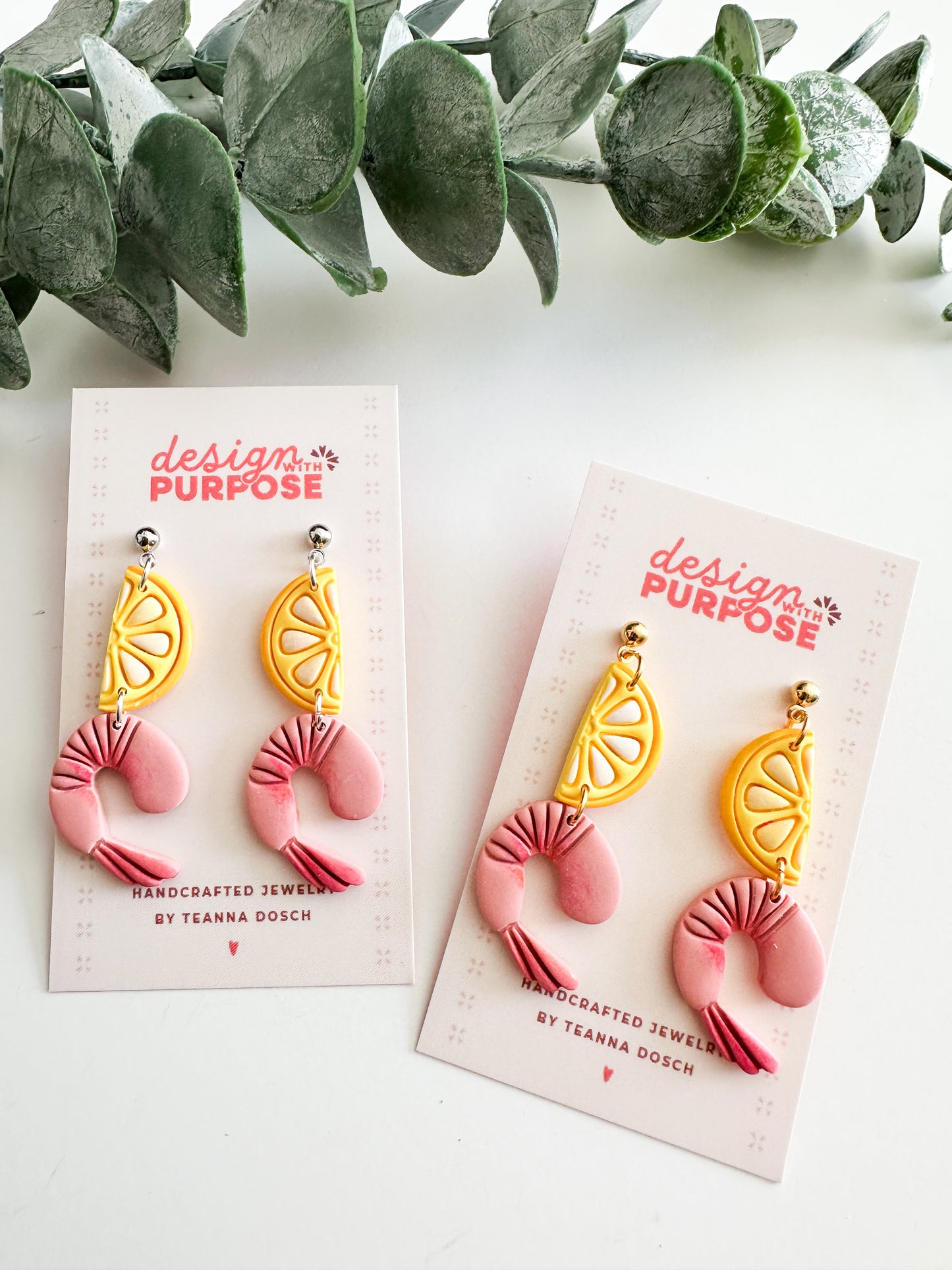 Shrimp and Lemon Earrings