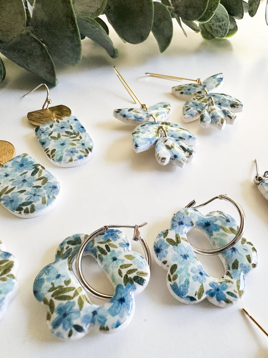 Blue Floral Earrings