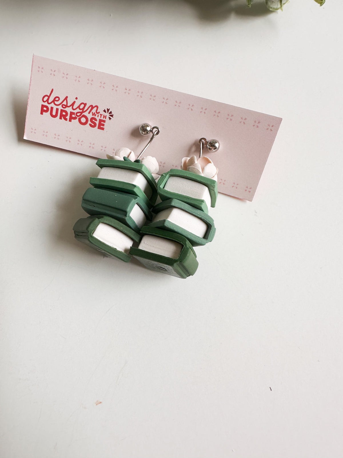 Floral Book Stack Earrings