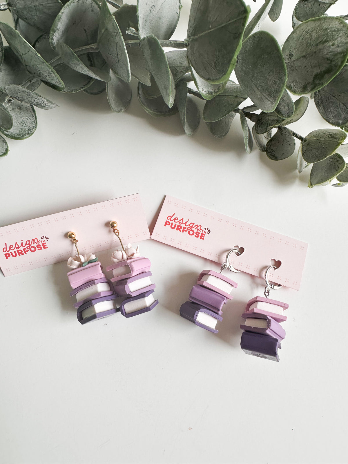 Floral Book Stack Earrings