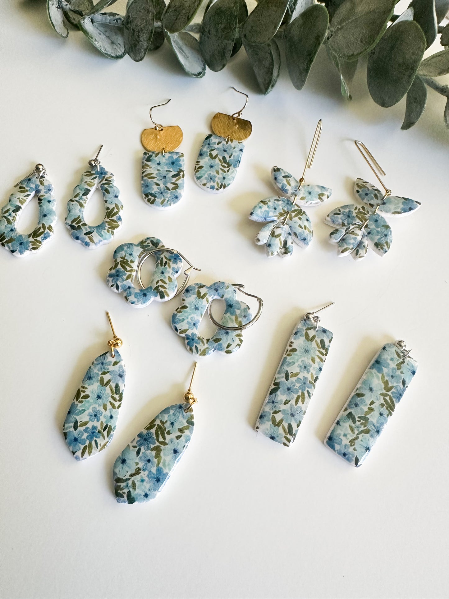Blue Floral Earrings