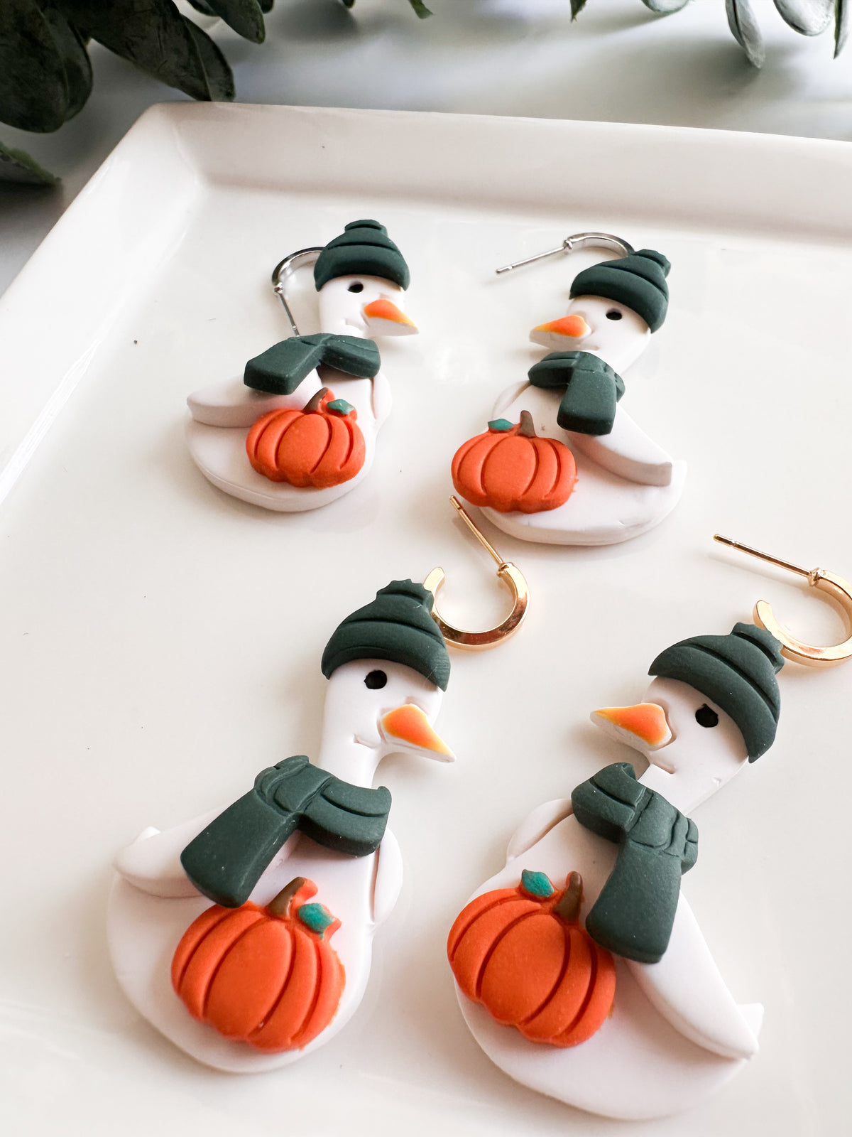 Fall Porch Goose Earrings