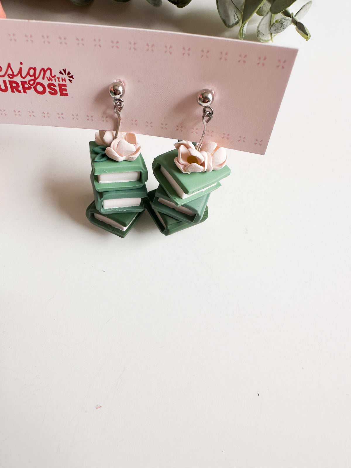 Floral Book Stack Earrings