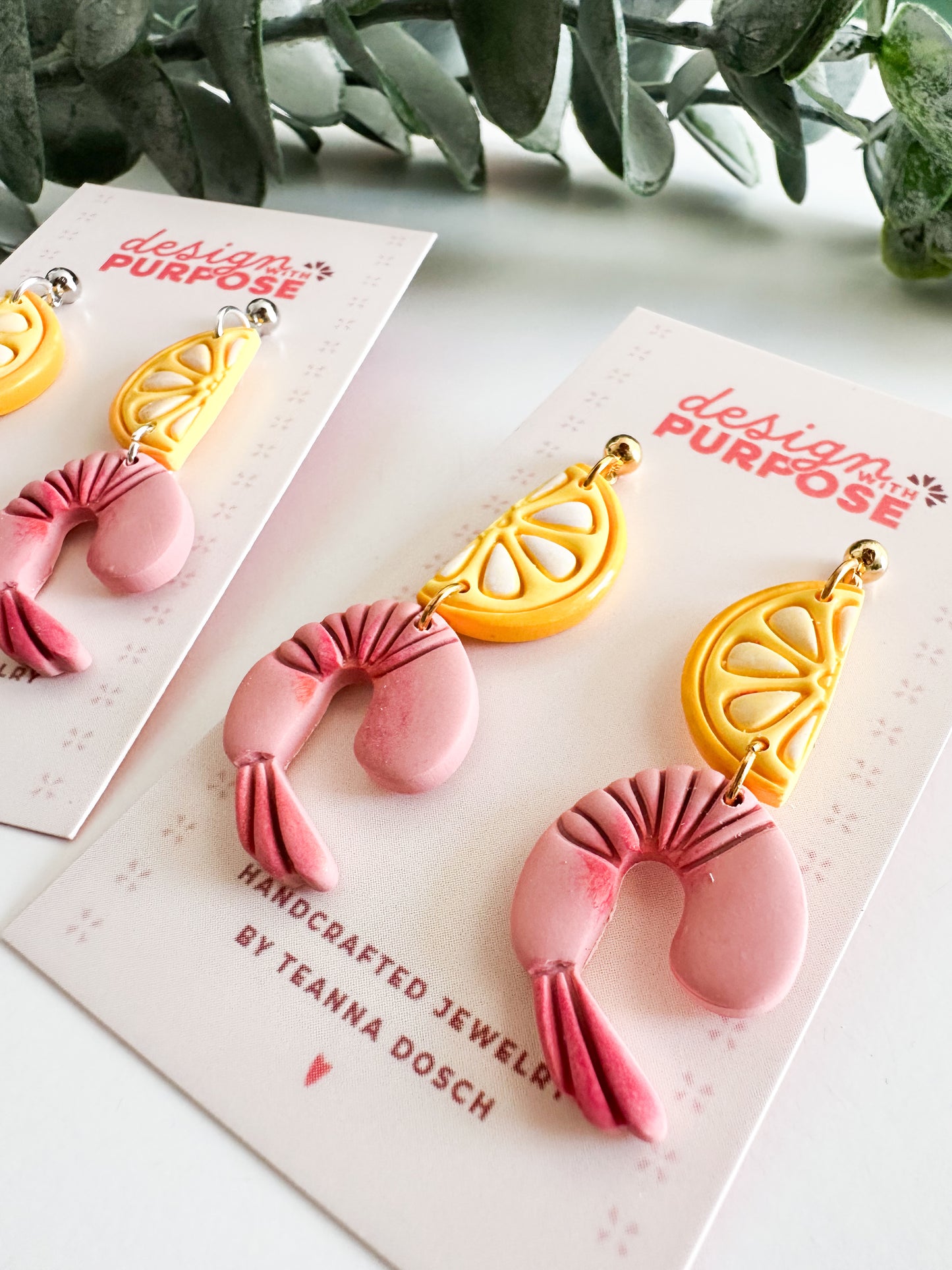 Shrimp and Lemon Earrings