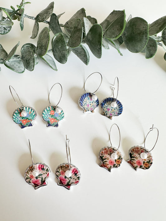Vintage Pattern Shell Earrings