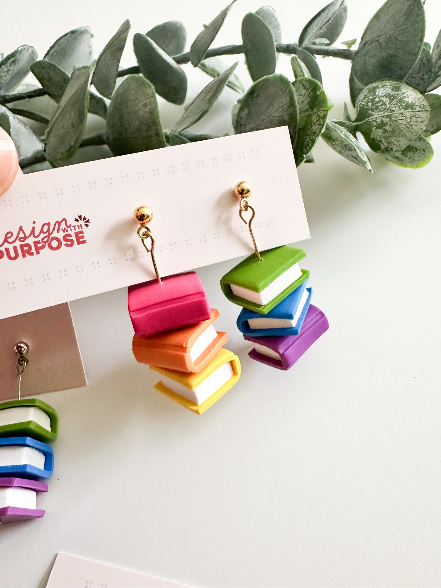 Rainbow Book Stack Earrings