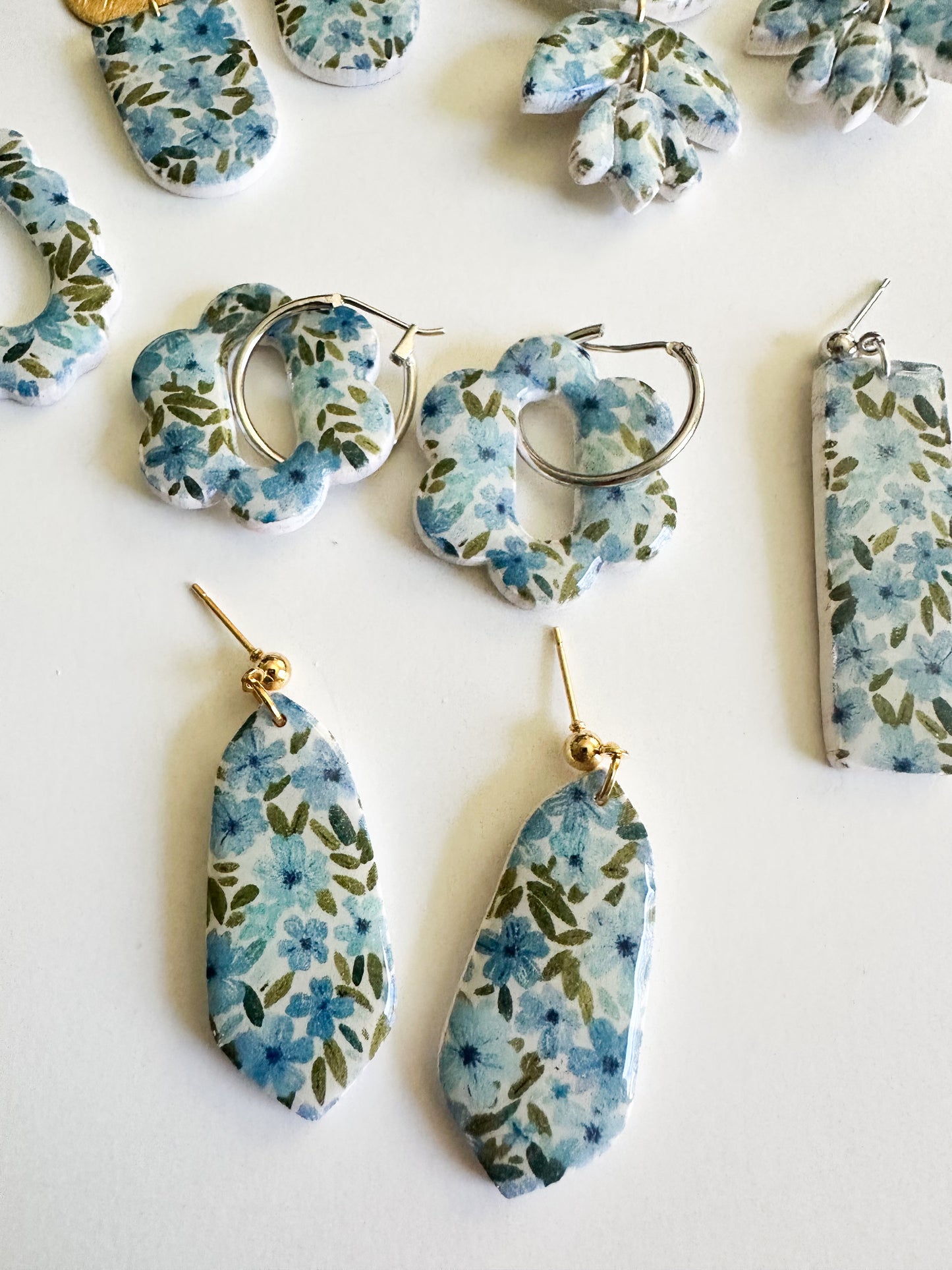 Blue Floral Earrings