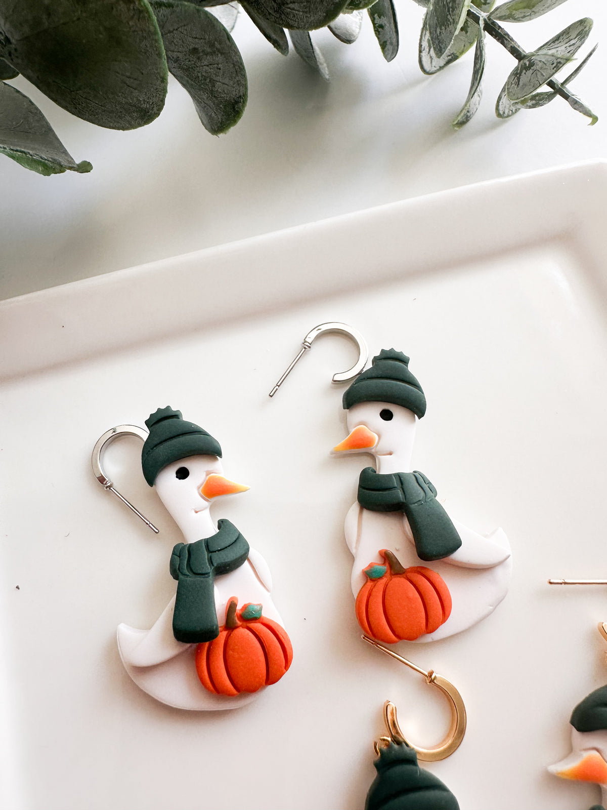 Fall Porch Goose Earrings