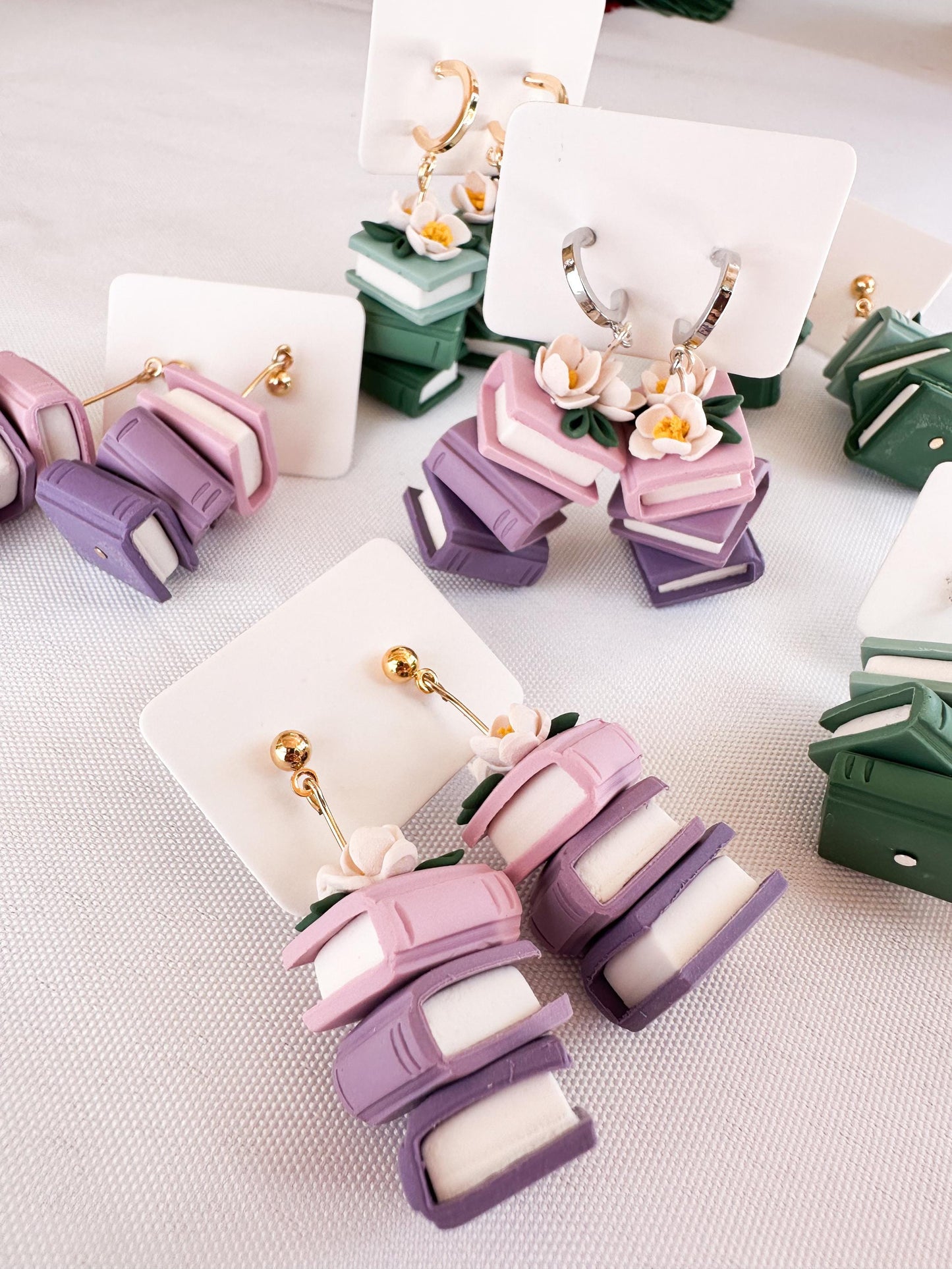 Floral Book Stack Earrings