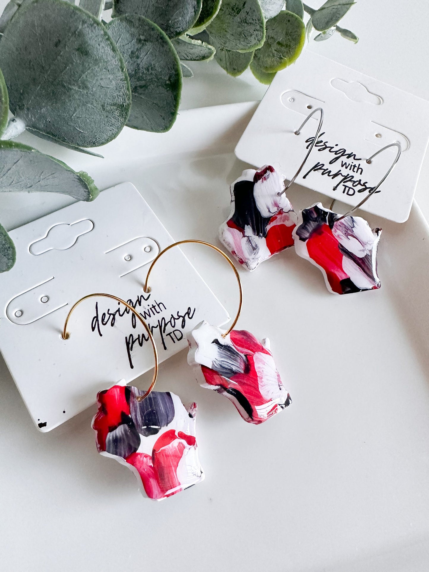 Hand Painted Wisconsin Badgers Earrings