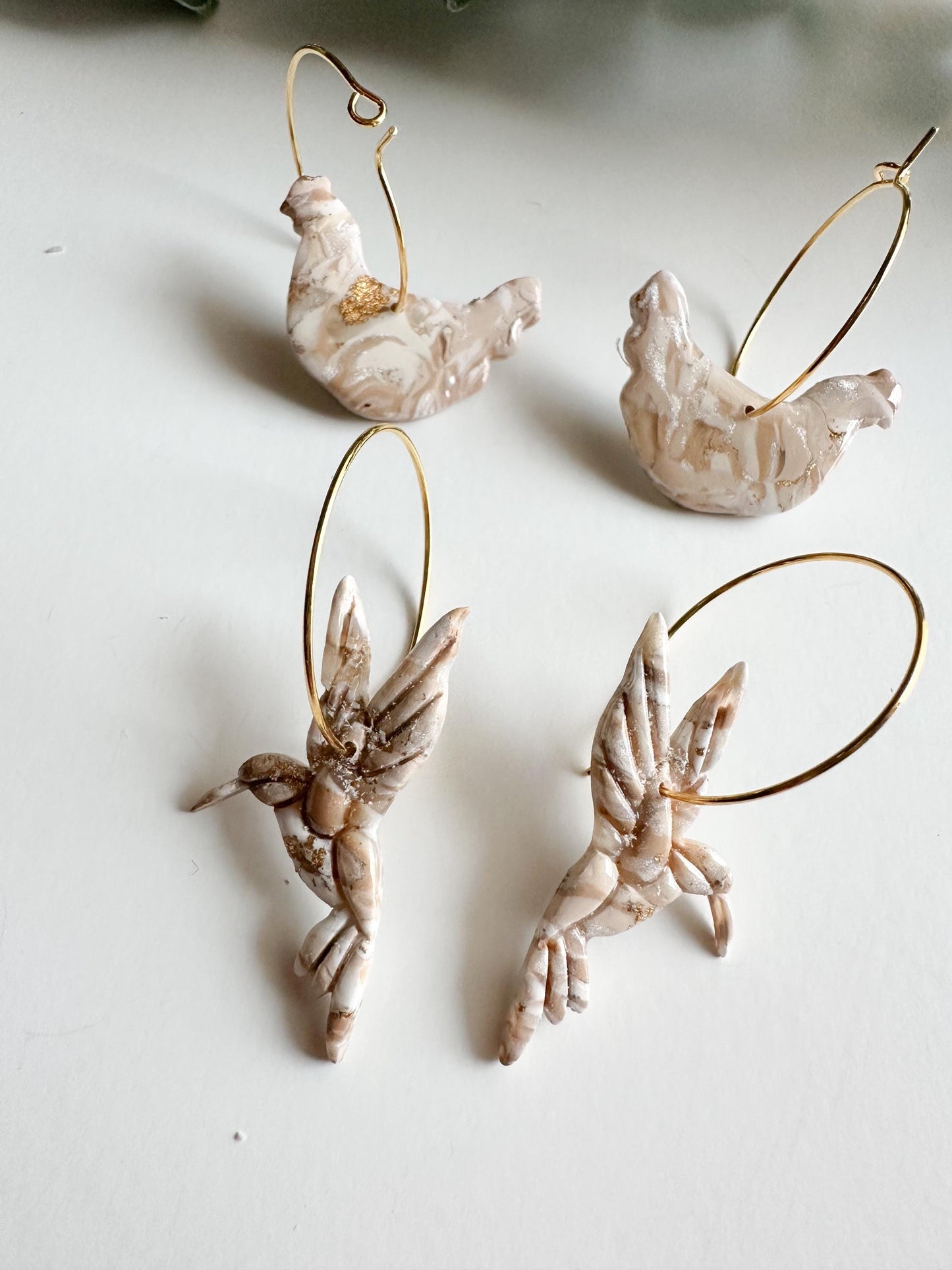 Tan and Cream Marble Earrings
