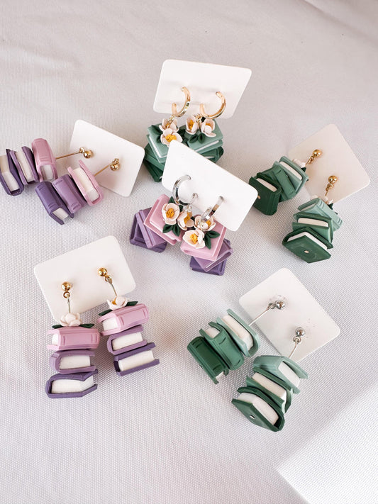 Floral Book Stack Earrings