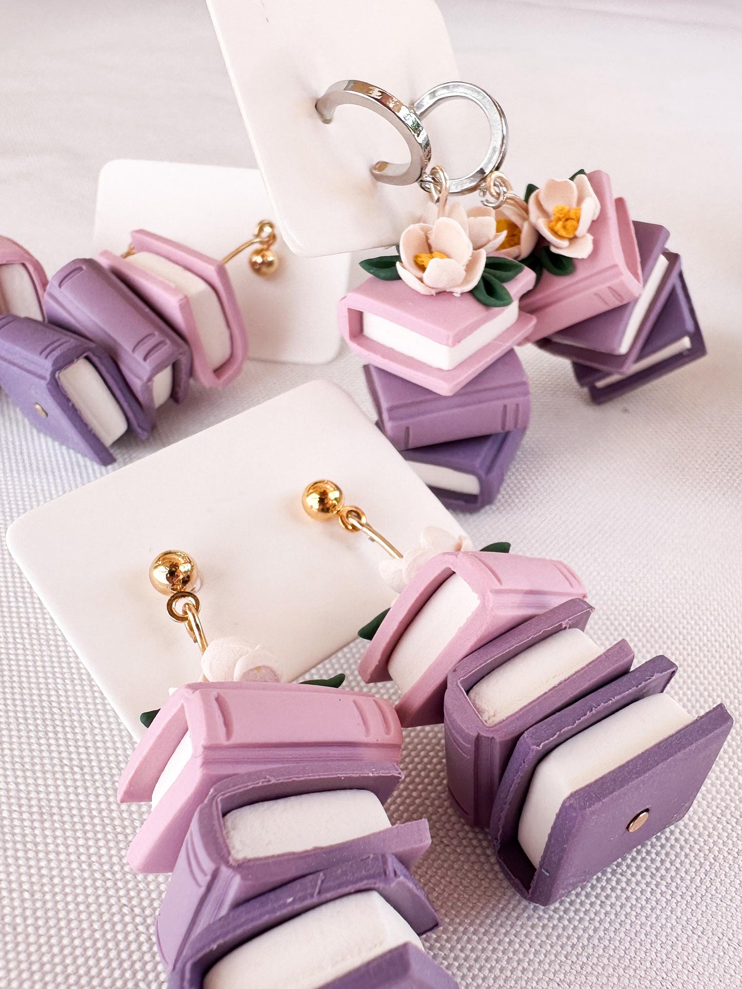 Floral Book Stack Earrings